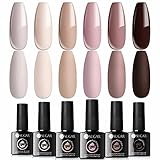 UR SUGAR UV Nagellack Nudefarben Braun Gel Set, 6 Farben Shellac Nude Rosa Gel für Gelnägel DIY Nail Art Kit für Valentinstag Hochzeit Dating Weihnachtswochenende Party