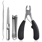Xynovate Nagelschere Set[4 Stücke], Edelstahl Fußnagelzange und Nagelknipser mit Nagelfeile und Nagelheber für Tief Eingewachsene Fußnägel und Durch Pilzbefall Nagelzange