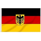 FLAGBURG Deutschland Flagge 150 x 250 cm mit Adler Deutschland Flagge mit Adler Deutschland Flagge Wetterfest Leinwand-Header und Doppelt Genäht Langle für Draußen und Drinnen