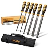 TOOLMAYS Feilenset Metall und Holz 6-tlg. Profi Feilensatz inkl Rolltasche Gummigriff Rund-/Halbrund-/Flach-/Dreieck-/Vierkantfeilen Werkstattfeilen