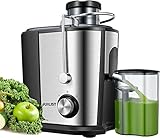 Juilist Entsafter Gemüse und Obst, 600W Juicer mit Großer Einfüllschacht (65 mm), 2 Geschwindigkeitsstufen, Anti-Tropf-System & Anti-Rutsch-Füße, Leicht zu bedienen und zu reinigen