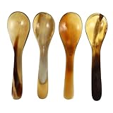 Toyvian 4 Stück Teiliges Natürlicher Oxhorn Kaffeelöffel Große Dessert Kuchenspoons Handgefertigt Langlebig für Kaffee Tee Eis