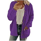 Mantel Damen Sale Angebote Winterjacke Damen Casual Fleecejacke Winter Strickjacke mit Knöpfen Einfarbig Jacke Langarm Teddyjacke Fleece Übergangsjacke Große Größen Wintermantel Leichte Outwear