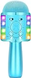 BONAOK Karaoke-Gesangsmikrofon Kinder, Magic Sound Karaoke-Mikrofon, Karaoke Mikrofon mit Echo Effekt, Alternative zur Karaoke Maschine, Kompatibel mit IOS Android Bluetooth Geräten (Blau)