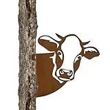 Rost Deko für Garten, Kuhkopf Gartenstatuen Metall Edelrost Kuh Dekoration1Stück Tierischer Rost Kuh Figur Deko Metall Rostige Tier Silhouette Edelrost Kuhkopf Wanddekoration für Garten Farm （Kuh ）