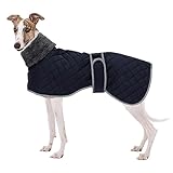 Winter Hundemantel fur Windhunde,Warm Hundejacke mit Fleecefutter,wasserdicht,winddicht,Verstellbarer,Hunde Pullover fur Wandern,Klettern,für mittel/große Windhunde/Whippet-Personalisierbar-Blau-XXXL