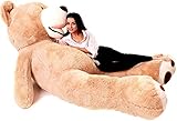 MKS XXL Teddybär mit Waschbarem Bezug | 260 cm Kuschelbär | Riesen Teddy mit strapazierfähigem Reißverschluss | Großer Teddybär mit plüschigem Polyester | Hypoallergenes Kuscheln mit XXL Kuscheltier