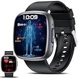 Lgnitek 2025 Smartwatch mit EKG+HRV/ΒΙυtｚυcker/BMI/Harnsäure, 1.75'' HD Gesundheitsuhr Herren Damen mit 24/7 ΒΙυtdrυck Herzfrequenz SpO2 Körpertemperatur Schlafmonitor Fitnessuhr für Android/iOS