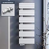 SONNI Badheizkörper Flach Handtuchtrockner 1590x600 mm Weiß Handtuchwärmer mit Multiblock Seitenanschluss Panel Handtuchheizkörper 1593W