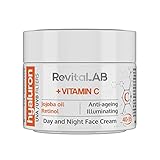 RevitaLAB Hyaluron Anti-Ageing Tages- und Nachtcreme, angereichert mit den Vitaminen C, Jojoba-Öl und UV-Filtern, für Alter zwischen 40 und 55, 50 ml