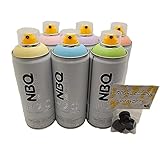 PROGAL COLORS NBQ PRO SPRÜHFARBE „ORIGINAL PASTEL PACK H20“ 6x 400 ml + 3x DIFFUSOR – Sprühfarbe auf Wasserbasis – GERUCHSARM – Für den Innen- und Außenbereich – MATTE FINISH