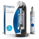 BRITA Wassersprudler sodaONE (schwarz) inkl. CO₂-Zylinder und BPA-freier PET-Flasche | Macht aus Trinkwasser spritziges Sprudelwasser (bis zu 60l pro Zylinder) – Trinkwassersprudler für zuhause