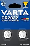 VARTA Batterien Knopfzellen CR2032, 2 Stück, Power on Demand, Lithium, 3V, kindersichere Verpackung, für Smart Home Geräte, Autoschlüssel und weitere Anwendungen