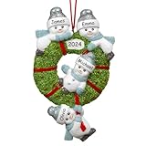 iDIY Personalisierte Weihnachtskugeln – Weihnachtsschmuck für Familien – Individuell Gravierte Namen & Jahr – Handgefertigter Personalisierter Christbaumschmuck - Familie mit 4 Personen