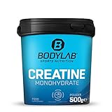 Bodylab24 Creatine Powder 500g, reines Creatin Monohydrat Pulver, 100 Portionen, Produkt der Kölner Liste