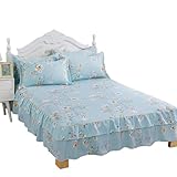 YULEESIYIP Rüschenfaltenbett Rockbettblatt Kissen Kissen Schwärme Bettwäsche Set Komfort glänzend für Elegante Wohnkultur (Bettrock 180 * 200 cm*1 Kissenbezug: 48 * 74 cm*2)