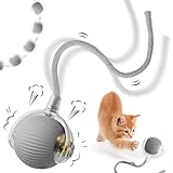 NHYDZSZ Interaktives Katzenspielzeug Katzenball, Katzenspielzeug Selbstbeschäftigung, katzenspielzeug Elektrisch mit USB, DREI Arbeitsmodi, 360° Rolling Smart Ball für Katzen(Grau)