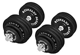 Guss Kurzhantel-Set 80Kg (2 x Kurzhantelstange 45cm, 4x1,25, 4x2,5 und 12x5Kg Hantelscheiben) Hantelset Hanteln Gewichte