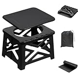 Hengrongshen Faltbare Campingtoilette mit Deckel, Mobile Trockentrenntoilette, Klapptoilette mit 12 Toilettenbeuteln für Outdoor, Camping, Wandern, Angeln, Max. Belastung 100 kg