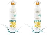 Jean & Len Sensitiv Sonnenspray 50 LSF wasserfest, für empfindliche Haut geeignet, ohne Silikone, Octocrylen, Duftstoffe & Mikroplastik, vegan, Sprühflasche 250 ml (Packung mit 2)