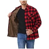 Generisch Lederjacke Herren, Winter Männer Verdickt Langärmelig Revers Plaid Jacke Composite Plüsch Herren Herbstjacke Damen College Lang Übergröße Windbreaker Fahrrad Cardigan Echtleder (XXL, Rot)