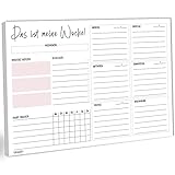 blaash® Wochenplaner Block DIN A4 ohne festes Datum | 50 Seiten Planer mit Wochenübersicht & Habit-Tracker für Termine, Aufgaben& Notizen | Organisation & Motivation im Alltag | Rosa