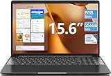 SGIN Laptop 15,6 Zoll, 8 GB RAM 256 GB SSD Notebook, Celeron Quad-Core, 1366 x 768, 2.4/5.0G WiFi, Bluetooth 4.2, erweiterbarer Speicher 512 GB TF