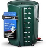 GRÜNTRAUM Regentonne faltbar 200 Liter – Regenwassertonne [mit innovativer Füllstandsanzeige & Auslaufhahn] Witterungsbeständig, Faltbarer Wassertank/Garten Regenfass