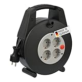 Brennenstuhl Vario Line Kabelbox 4-fach/Mini-Kabeltrommel (15m Kabel, Made in Germany) schwarz/grau