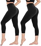 Campsnail Capri Leggings Damen 3/4 Leggins High Waist Blickdicht Yoga Sporthose(One Size,S-M,DE(34-40))