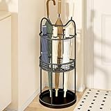 Regenschirmständer für den Innenbereich mit Abtropfschale, Metallhalter für Eingangsbereich und Heimbüro, keine Installation erforderlich, stilvolle schwarze Regenschirm-Aufbewahrungslösung