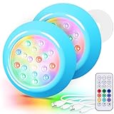 LyLmLe Magnetische LED Poollicht für Aufstellpools,15cm RGBW Unterwasser Led Poolbeleuchtung mit Fernbedienung, Dauert bis zu 40H,Wiederaufladbar USB-C,IP68 Wasserdicht für Beton/Holz Pool 2er-Pack