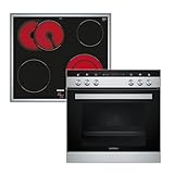 Siemens EQ110KA1Z iQ100 Herd-Glaskeramik-Kochfeld-Kombination (herdgesteuert), 59,4 cm breit, Schnellaufheizung, 3D-Heißluft Plus Backen auf 3 Ebenen, Schwarz/Edelstahl