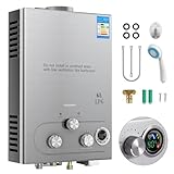 Gas-Durchlauferhitzer Propan-GPL, 6 l/8 l, mit Winter- und Sommer-Modi, Durchlauferhitzer ohne Tank 16 kW mit Dusch-Set, Kesselbrenner für Camping, Wohnmobil, Haus (6 l)