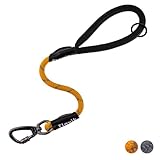 Floxik Kurzführer orange für Hunde ⌀ 12mm | reflektierende Kurzleine aus Kletterseilmaterial | optimal fürs Leinentraining & Freilauftraining