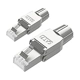 VCELINK RJ45 Stecker Werkzeuglos für Verlegekabel Cat7 Cat6A Netzwerkstecker Werkzeuglos Feldkonfektionierbarer LSA Geschirmt 10 Gbps 600MHz 2 Stück…