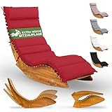 Casaria® Sonnenliege Holz inkl. Auflage Dunkelrot Wetterfest Klappbar Gartenliege Ergonomisch 160kg Belastbarkeit FSC®-Zertifiziert Liege Balkon Garten 195x60cm