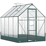 Outsunny Gewächshaus, Treibhaus mit 4 mm PC Sonnenschutzplatte und Aluminium, vielseitiges nutzbares Frühbeet und Pflanzenhaus, Tomatenhaus für den Garten, Transparent+Grün, 250 x 190 x 219 cm