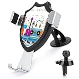Buntes Gitarren-Piano mit Musiknoten für Festival, Veranstaltung, Konzert, KFZ-Handyhalterung, freihändige Handyhalterung, rutschfest, ultrastabil, universelle Passform, Automobil-Klemmhalterung