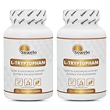 Sowelo L-Tryptophan - 500mg I Gemüsekapseln | Aus pflanzlicher Fermentation I Produktion von Wohlbefinden I Ohne unerwünschte Zusätze I 120 Vegane Kapseln (2-Pack)