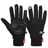 Cevapro Fahrradhandschuhe Warme Winterhandschuhe wasserdichte Touchscreenhandschuhe Winddichte Laufhandschuhe rutschfeste, Schwarz, M