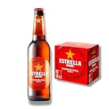 Estrella Damm 12 x 0,33l - das beliebteste Bier der Katalanen mit 5,4% Vol. - Spanisches Pils- Inklusive Haus der Biere Berlin Bierdeckel