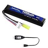 URGENEX Airsoft Battery 11.1V 1400mAh Lipo Battery with Mini Connector 30C High Discharge Rate Rechargeable 3S Lipo Battery for Airsoft