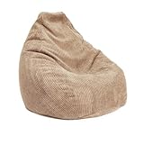 Lumaland Gaming Sitzsack XXL aus Cord | Gaming Sessel für Erwachsene & Teenager | Komfortabler Bean Bag 135 x 100 cm [Beige]