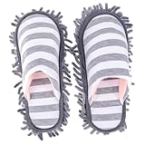 IWOWHERO Chenille Reinigungshausschuhe mit Mikrofaser sohle Waschbare Bodenschuhe für Staub Haarentfernung Universalgröße Rutschfest für Haushalt und Bodenreinigung