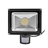 ALPHA DIMA 30W SMD Fluter mit Bewegungsmelder LED Strahler Warmweiß warmweiss Licht IP65 Wasserdicht LED Lampe Wandleuchter Flulicht Flutbeleuchtung LED Gartenlampe Außenstahler