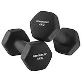 SONGMICS Hanteln, 2er Set, Kurzhanteln, Krafttraining, zu Hause, im Büro, Fitnessstudio, 2 x 4 kg, schwarz SYL068BK