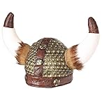 W WIDMANN MILANO Party Fashion 09169 - Vikingerhelm mit Hörnern und Fell, Nordmann, Räuber, Hut, Kopfschmuck, Accessoire, Mottoparty, Karneval