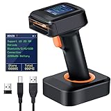 Tera 2D HW006 Barcode-Scanner, kabellos, QR-Code-Scanner mit Bluetooth, Zeitanzeige, Bildschirm, Batteriestandsanzeige Ladestation, Patentnummer 90078251950003