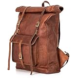 Berliner Bags Vintage Rucksack Leeds aus Leder, Fahrradrucksack mit Laptopfach für Damen und Herren (Braun XL)